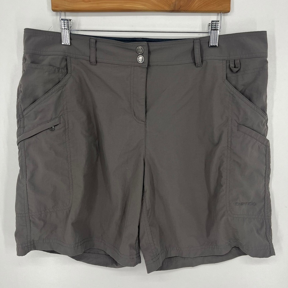 ExOfficio Womens Gray Nylon Hiking Cargo Shorts Size 16 ESCC-4 Outdoor Utility